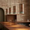 Handcrafted Tall Patina Cylinder Light for Kitchen Island , Bar lamps , Rustic Aged Copper Pendant
