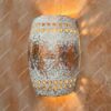 Copper Wall Sconce Hammered Shade White Patina Square Cutout
