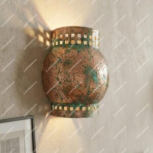 Copper Wall Sconce Fixture – Handcrafted Hammered Patina Interior Wall Light