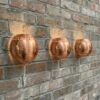 Handmade Hammered Copper Wall Light – Round Rustic Interior Sconce for Living Room Hallway