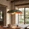 Handmade Copper Cluster Pendant Light with Green Patina – Sculptural Hanging Ceiling Lamp Kitchen Island